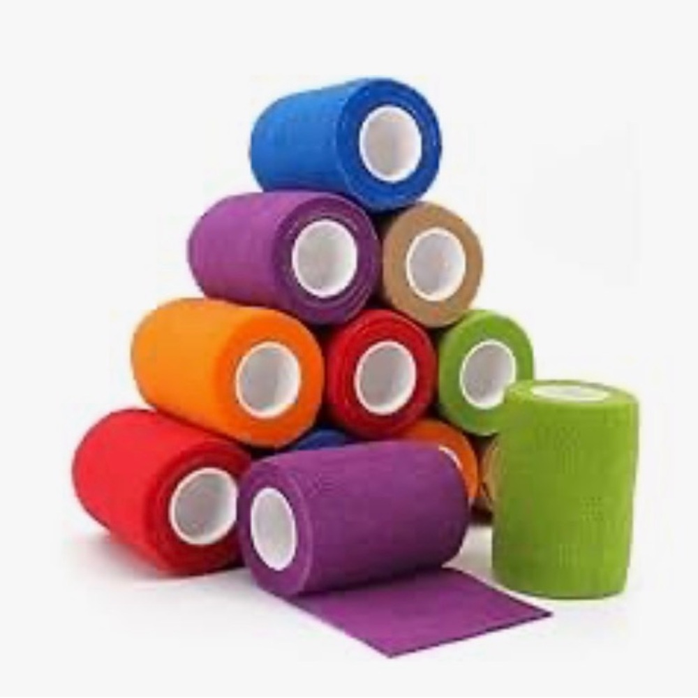 12 pack multi color elastic self adhesive wrap.